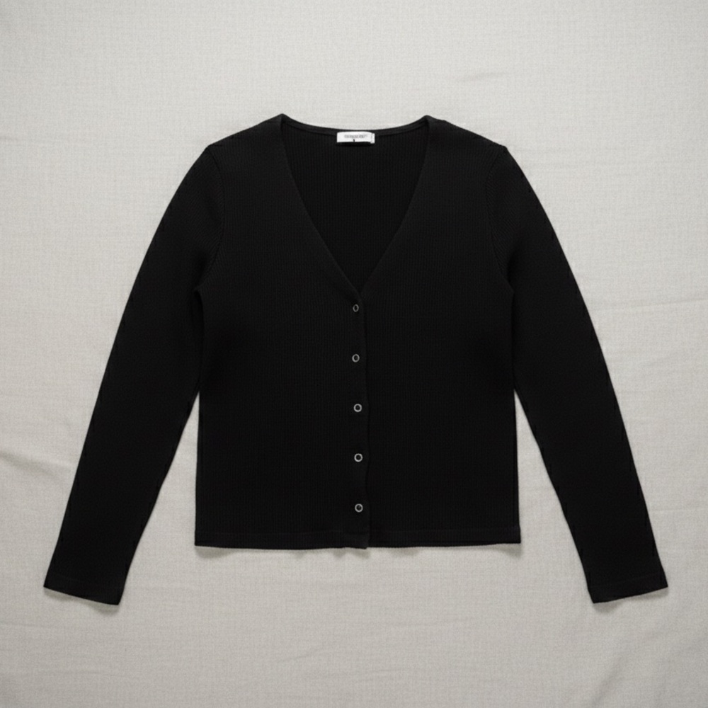 Common Threads Stretch Snap Up Long Sleeve Tee Cadigan Medium Petite